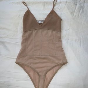 Zara Knit and Mesh Bodysuit